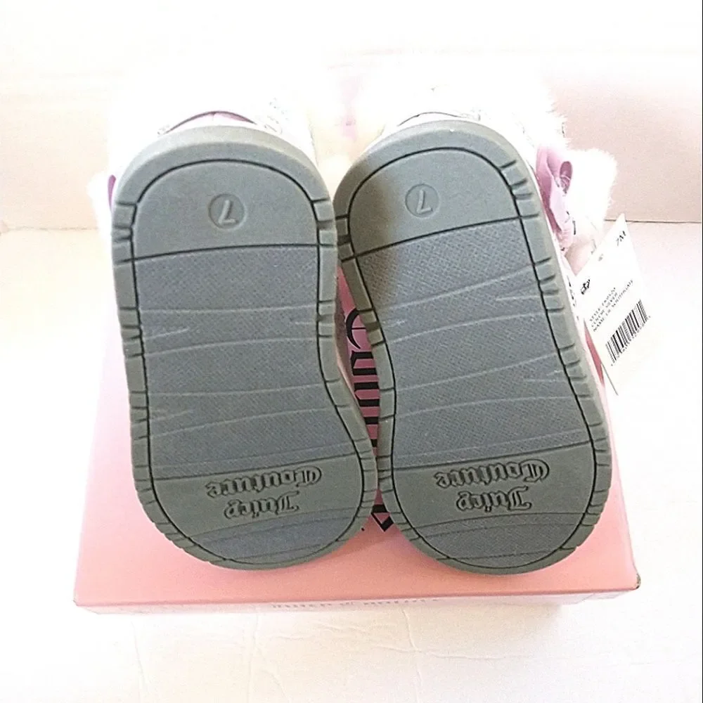 New! JUICY COUTURE Little Girls Glitter Rhinestone Logo Faux Fur Boots Booties 7